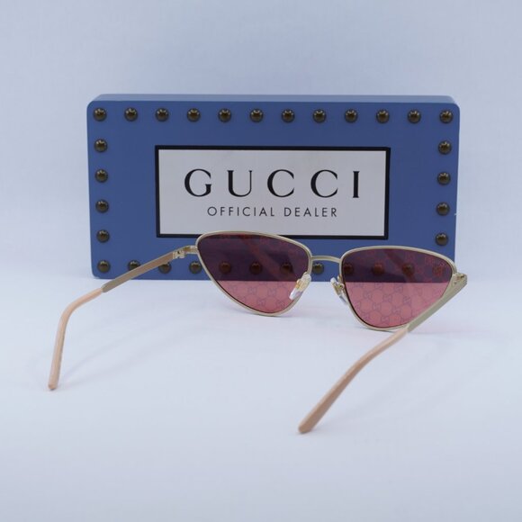 Final Price! Gucci GG1879S 004 Gold/Red with GG Pattern Sunglasses - Picture 11 of 12